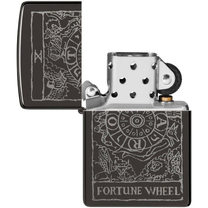 Zippo Lighter: Fortune Wheel Design High Polish Black | 46138