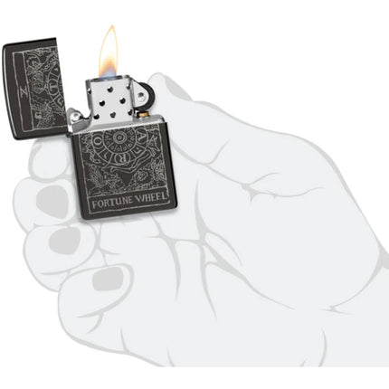 Zippo Lighter: Fortune Wheel Design High Polish Black | 46138