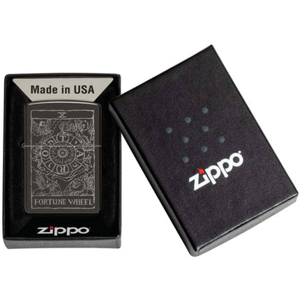 Zippo Lighter: Fortune Wheel Design High Polish Black | 46138