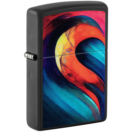 Zippo Windproof Lighter Set Color Image Whole Heart design Black Matte 46154