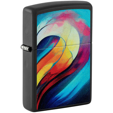 Zippo Windproof Lighter Set Color Image Whole Heart design Black Matte 46154