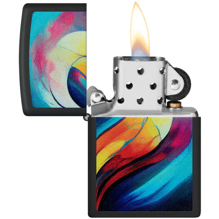 Zippo Windproof Lighter Set Color Image Whole Heart design Black Matte 46154