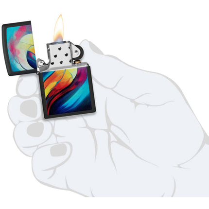 Zippo Windproof Lighter Set Color Image Whole Heart design Black Matte 46154