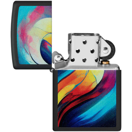 Zippo Windproof Lighter Set Color Image Whole Heart design Black Matte 46154