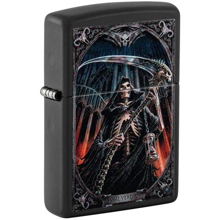Zippo Lighter: Anne Stokes Grim Reaper Design Black Matte | 46164