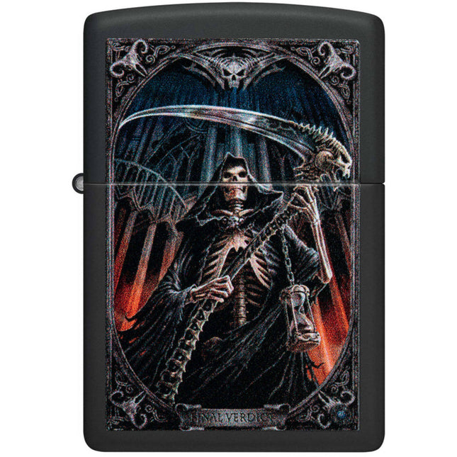 Zippo Lighter: Anne Stokes Grim Reaper Design Black Matte | 46164