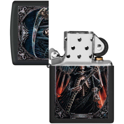 Zippo Lighter: Anne Stokes Grim Reaper Design Black Matte | 46164