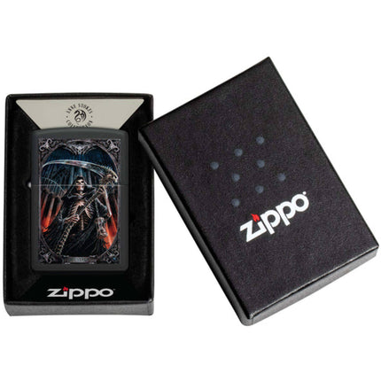 Zippo Lighter: Anne Stokes Grim Reaper Design Black Matte | 46164