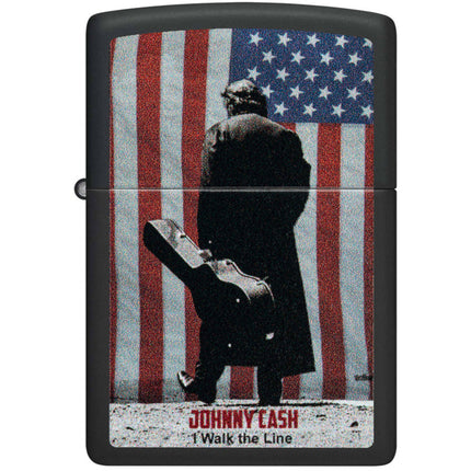 Zippo Lighter: Johnny Cash I Walk the Line Black Matt | 46166