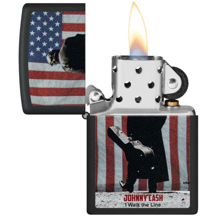 Zippo Lighter: Johnny Cash I Walk the Line Black Matt | 46166