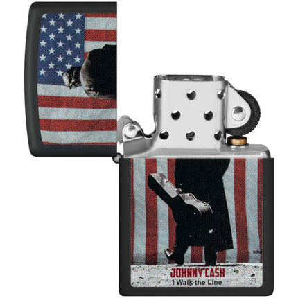 Zippo Lighter: Johnny Cash I Walk the Line Black Matt | 46166