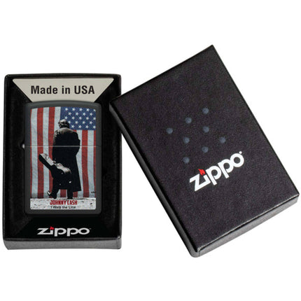 Zippo Lighter: Johnny Cash I Walk the Line Black Matt | 46166