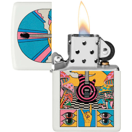 Zippo Lighter: Retro Music Design White Matte | 46167