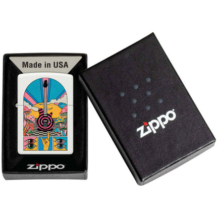 Zippo Lighter: Retro Music Design White Matte | 46167