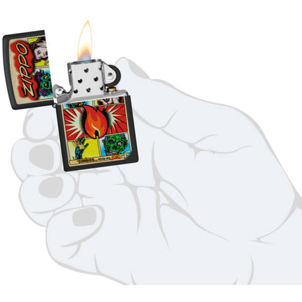 Zippo Lighter: Comic Zombies Black Matte | 46229