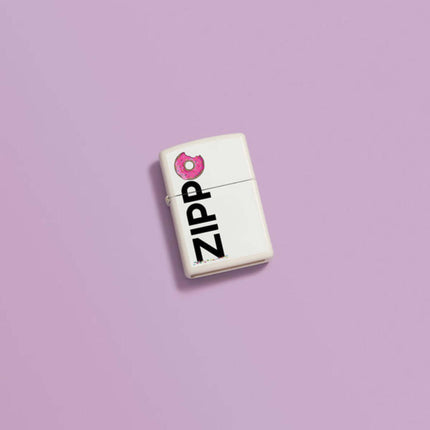 Zippo Windproof Pocket Lighter Frosted Zippo Design White Matte Finish 46240