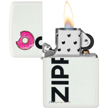 Zippo Windproof Pocket Lighter Frosted Zippo Design White Matte Finish 46240