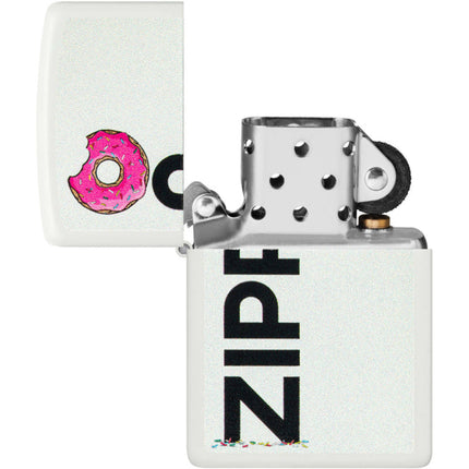 Zippo Windproof Pocket Lighter Frosted Zippo Design White Matte Finish 46240