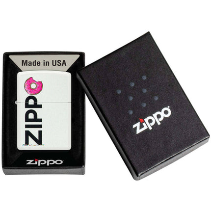 Zippo Windproof Pocket Lighter Frosted Zippo Design White Matte Finish 46240
