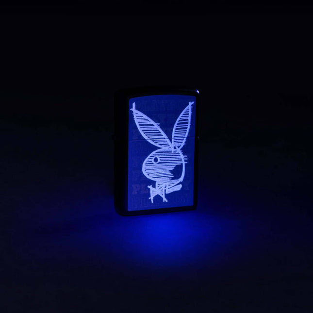 Zippo Windproof Pocket Lighter Playboy Logo Bunny Design Matte Black 46272