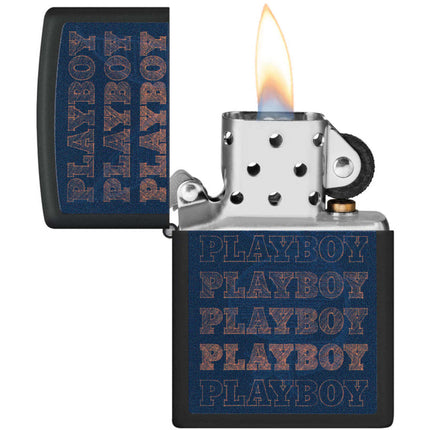 Zippo Windproof Pocket Lighter Playboy Logo Bunny Design Matte Black 46272