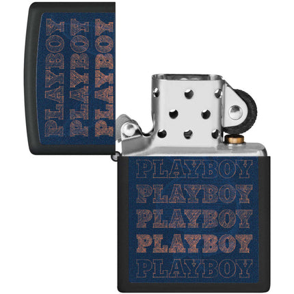 Zippo Windproof Pocket Lighter Playboy Logo Bunny Design Matte Black 46272