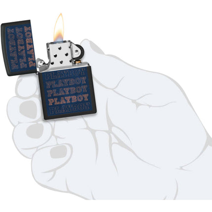 Zippo Windproof Pocket Lighter Playboy Logo Bunny Design Matte Black 46272