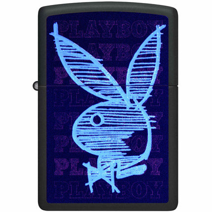 Zippo Windproof Pocket Lighter Playboy Logo Bunny Design Matte Black 46272