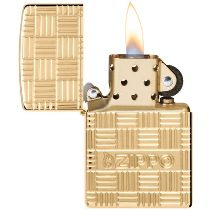 Zippo Pocket Lighter Armor Deep Carve Zippo Design High Polish Brass 46274