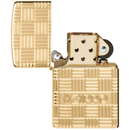 Zippo Pocket Lighter Armor Deep Carve Zippo Design High Polish Brass 46274
