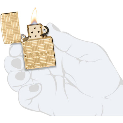 Zippo Pocket Lighter Armor Deep Carve Zippo Design High Polish Brass 46274