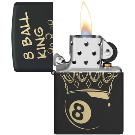Zippo Windproof Pocket Lighter Billiards Champion Design Matte Black Metal 46291