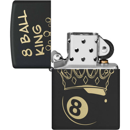 Zippo Windproof Pocket Lighter Billiards Champion Design Matte Black Metal 46291