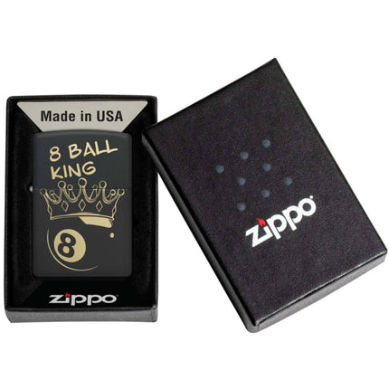 Zippo Windproof Pocket Lighter Billiards Champion Design Matte Black Metal 46291