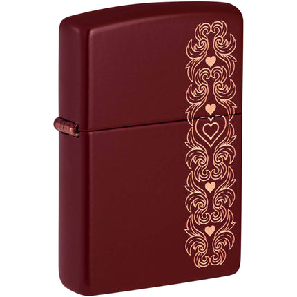 Zippo Lighter: Love Pattern Design Merlot | 46296