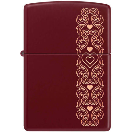 Zippo Lighter: Love Pattern Design Merlot | 46296