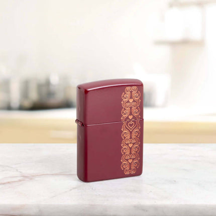 Zippo Lighter: Love Pattern Design Merlot | 46296