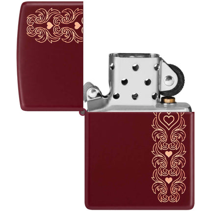 Zippo Lighter: Love Pattern Design Merlot | 46296