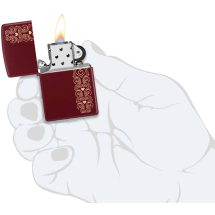 Zippo Lighter: Love Pattern Design Merlot | 46296