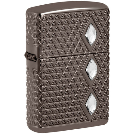 Zippo Lighter: Armor MultiCut Diamond Pattern Design with Crystals Black Ice | 46316