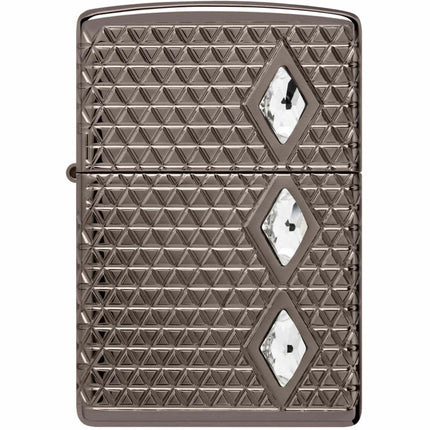 Zippo Lighter: Armor MultiCut Diamond Pattern Design with Crystals Black Ice | 46316