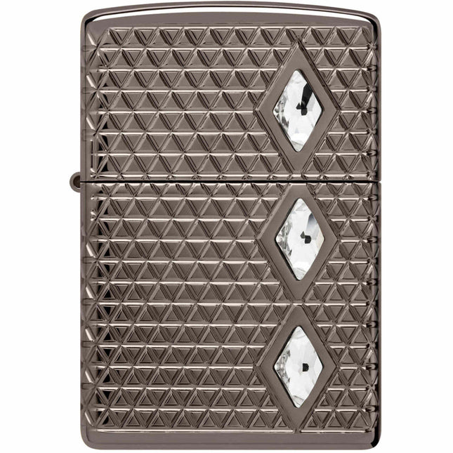 Zippo Lighter: Armor MultiCut Diamond Pattern Design with Crystals Black Ice | 46316