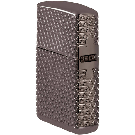 Zippo Lighter: Armor MultiCut Diamond Pattern Design with Crystals Black Ice | 46316