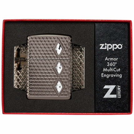 Zippo Lighter: Armor MultiCut Diamond Pattern Design with Crystals Black Ice | 46316