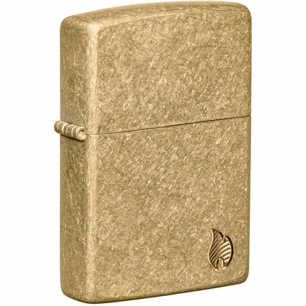 Zippo Lighter: Armor Tumbled Brass Flame Design | 46398
