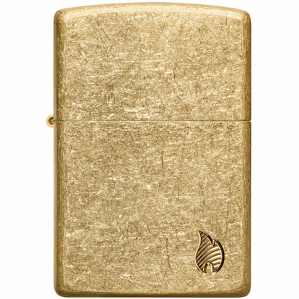 Zippo Lighter: Armor Tumbled Brass Flame Design | 46398