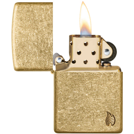 Zippo Lighter: Armor Tumbled Brass Flame Design | 46398