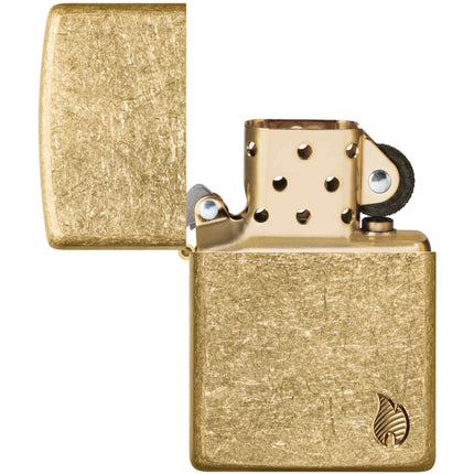 Zippo Lighter: Armor Tumbled Brass Flame Design | 46398