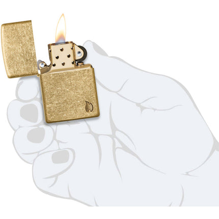 Zippo Lighter: Armor Tumbled Brass Flame Design | 46398