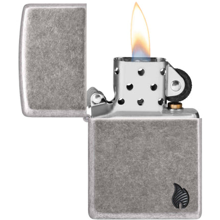 Zippo Lighter: Armor Antique Silver Flame Design | 46399
